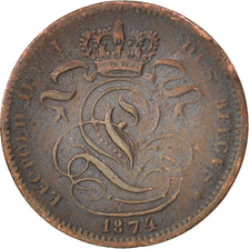 Belgium, Leopold II, Centime, 1874, EF(40-45), Copper, KM:33.1