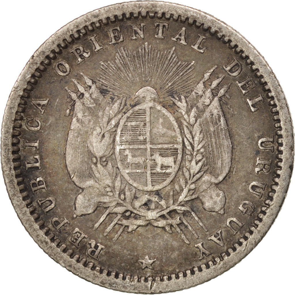 Uruguay, 10 Centesimos, 1877, VF(30-35), Silber, KM:14
