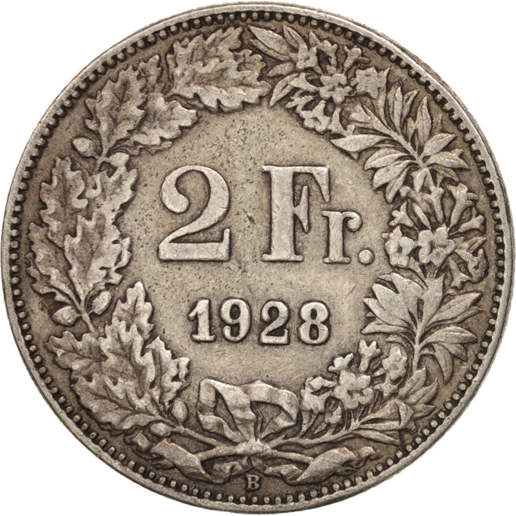 Coin, Switzerland, 2 Francs, 1928, Bern, EF(40-45), Silver, KM:21