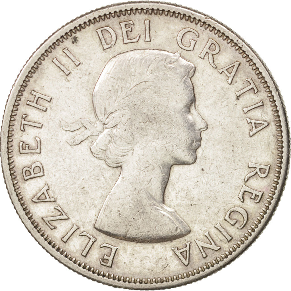 Canada, Elizabeth II, 50 Cents, 1957, Ottawa, EF(40-45), Silver, KM:53