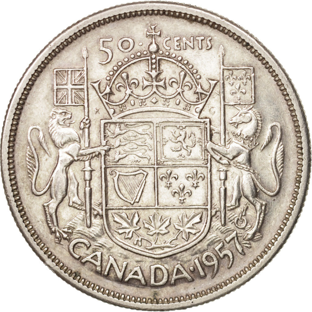 Canada, Elizabeth II, 50 Cents, 1957, Ottawa, EF(40-45), Silver, KM:53
