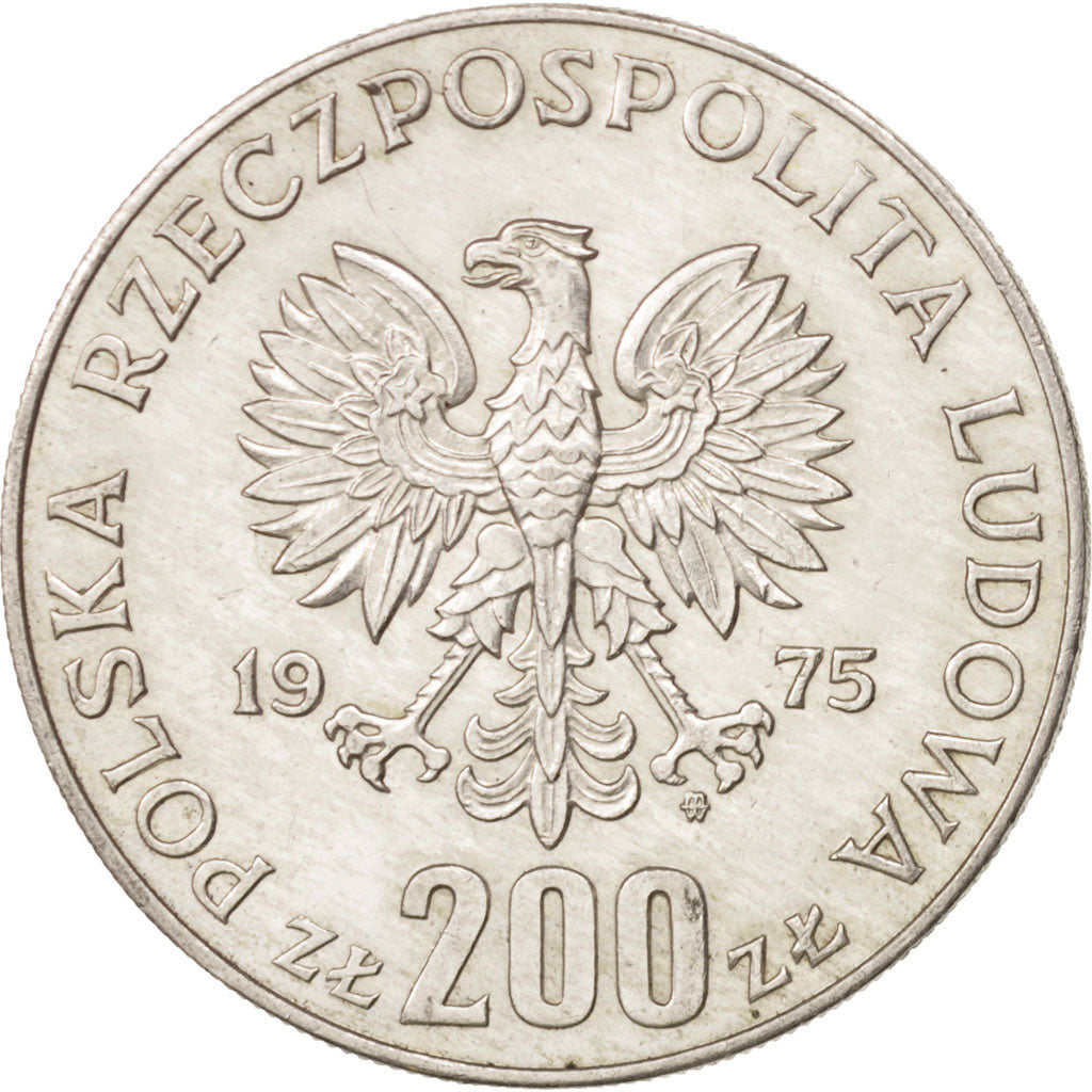 Poland, 200 Zlotych, 1975, Warsaw, MS(63), Silver, KM:79