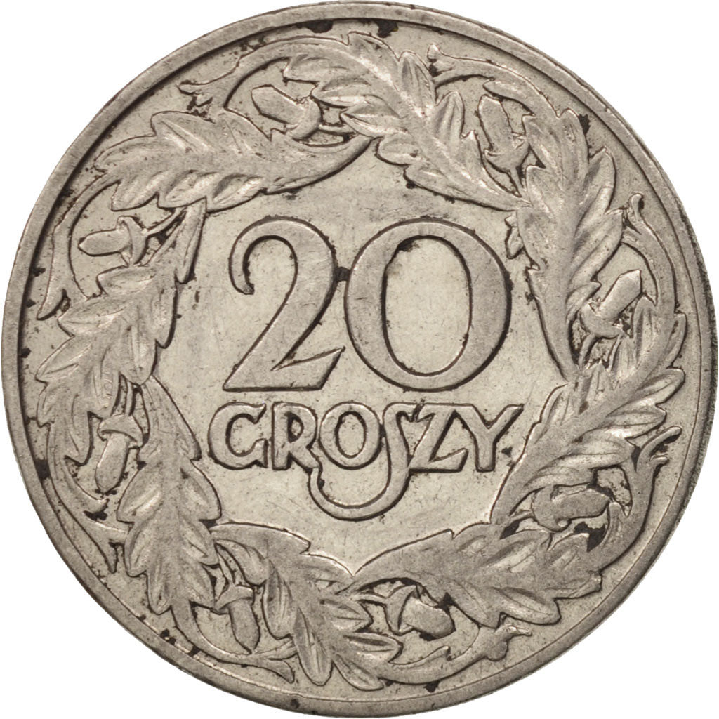 Poland, 20 Groszy, 1923, AU(50-53), Nickel, KM:12