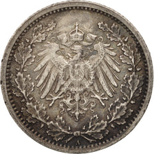GERMANY - EMPIRE, 1/2 Mark, 1917, Berlin, AU(55-58), Silver, KM:17