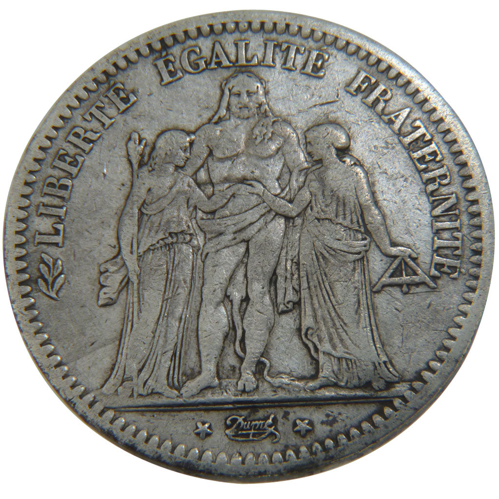 FRANCE, Hercule, 5 Francs, 1849, Strasbourg, KM #756.2, VF(30-35), Silver,...