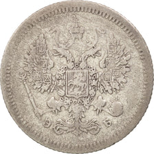 Moneda, Rusia, Nicholas II, 10 Kopeks, 1907, St. Petersburg, BC+, Plata