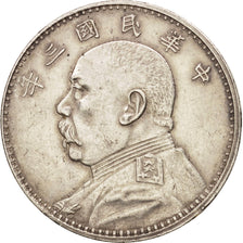 CHINA, REPUBLIC OF, Dollar, Yuan, 1914, AU(50-53), Silver, KM:329