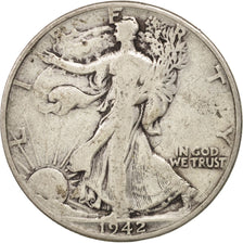 États-Unis, Walking Liberty Half Dollar, 1942, Philadelphia, TB, KM:142