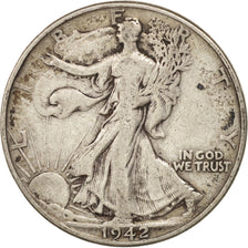 United States, Walking Liberty Half Dollar, 1942, Philadelphia, VF(20-25),KM:142