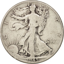 United States, Walking Liberty Half Dollar, 1945, Philadelphia, VF(20-25),KM:142