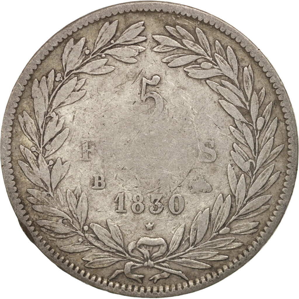 Coin, France, Louis-Philippe, 5 Francs, 1830, Rouen, VF(20-25), Silver