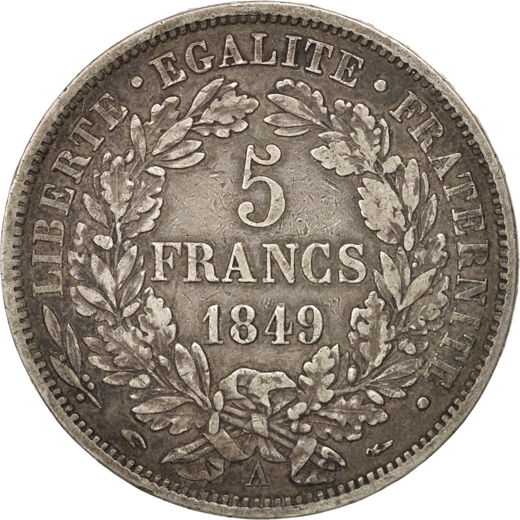 France, Cérès, 5 Francs, 1849, Paris, EF(40-45), Silver, KM:761.1, Gadoury:719