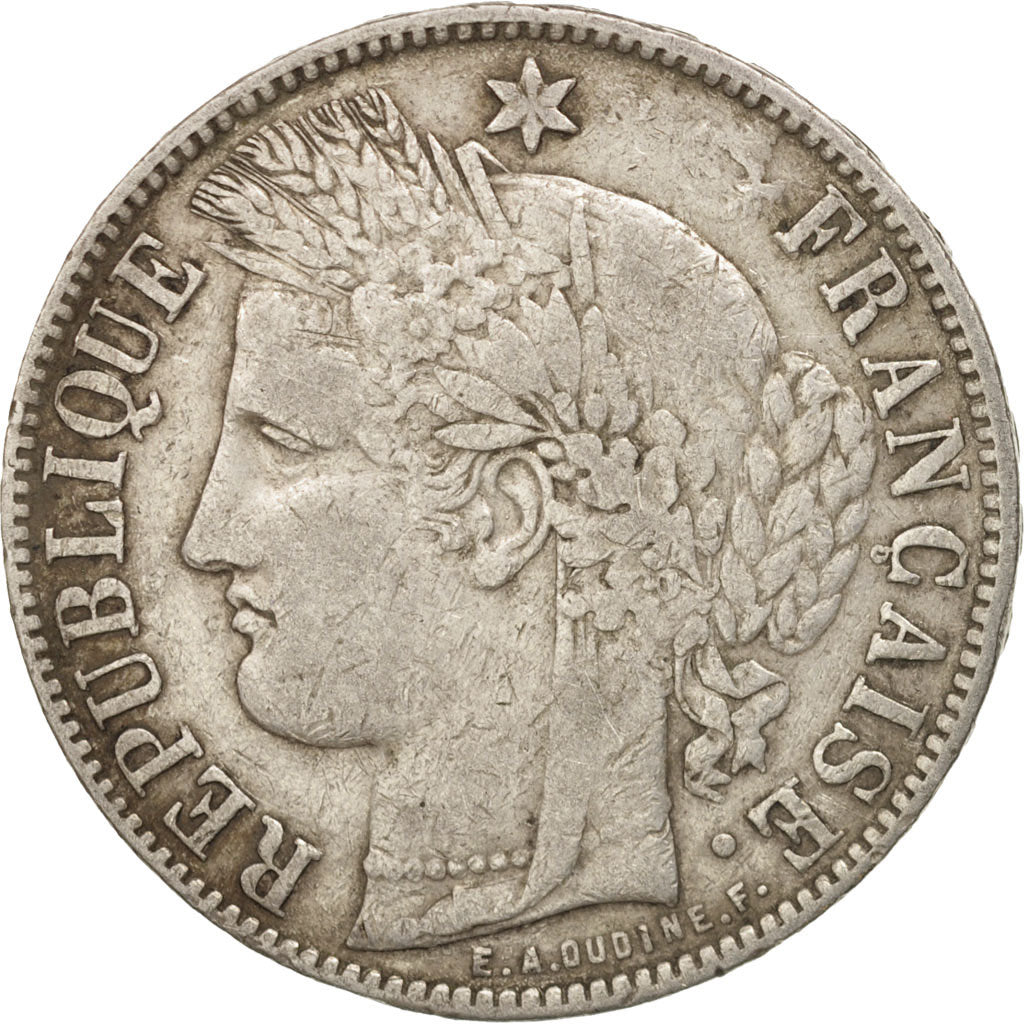 France, Cérès, 5 Francs, 1870, Bordeaux, VF(20-25), Silver, KM:818.2