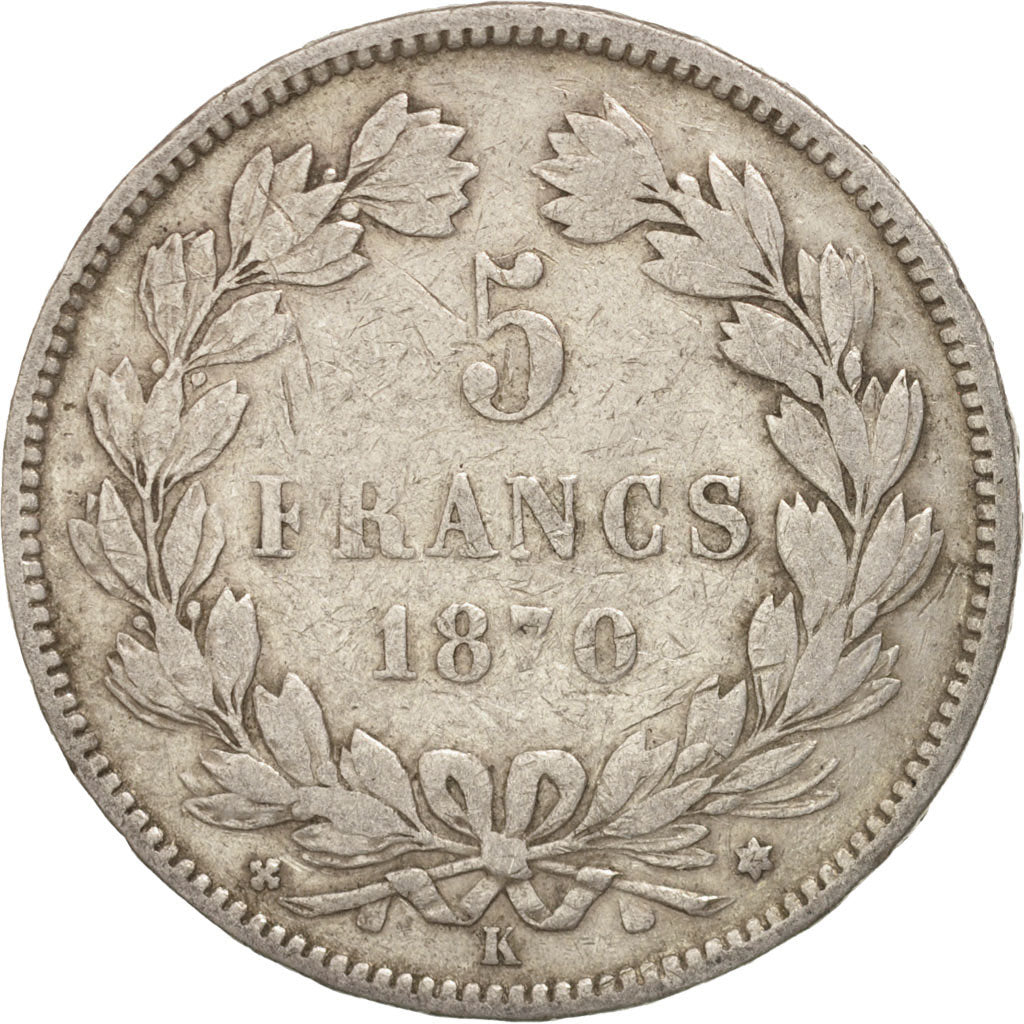 France, Cérès, 5 Francs, 1870, Bordeaux, VF(20-25), Silver, KM:818.2