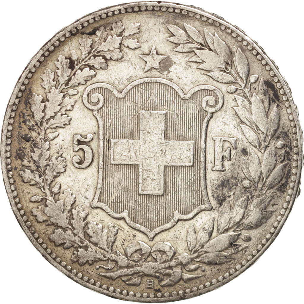 Switzerland, 5 Francs, 1890, Bern, VF(20-25), Silver, KM:34
