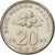 Coin, Malaysia, 20 Sen, 1998, AU(55-58), Copper-nickel, KM:52