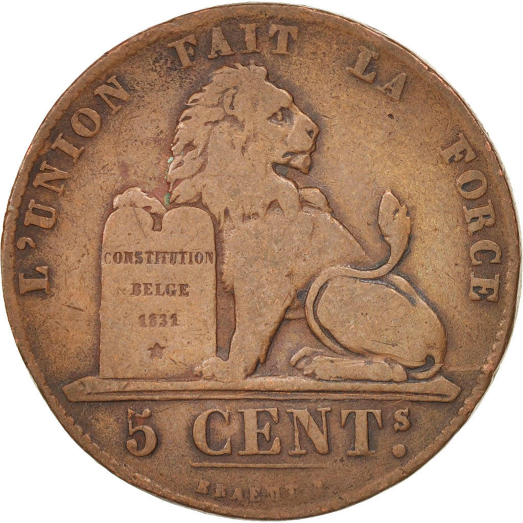 Coin, Belgium, Leopold I, 5 Centimes, 1857, VF(20-25), Copper, KM:5.1