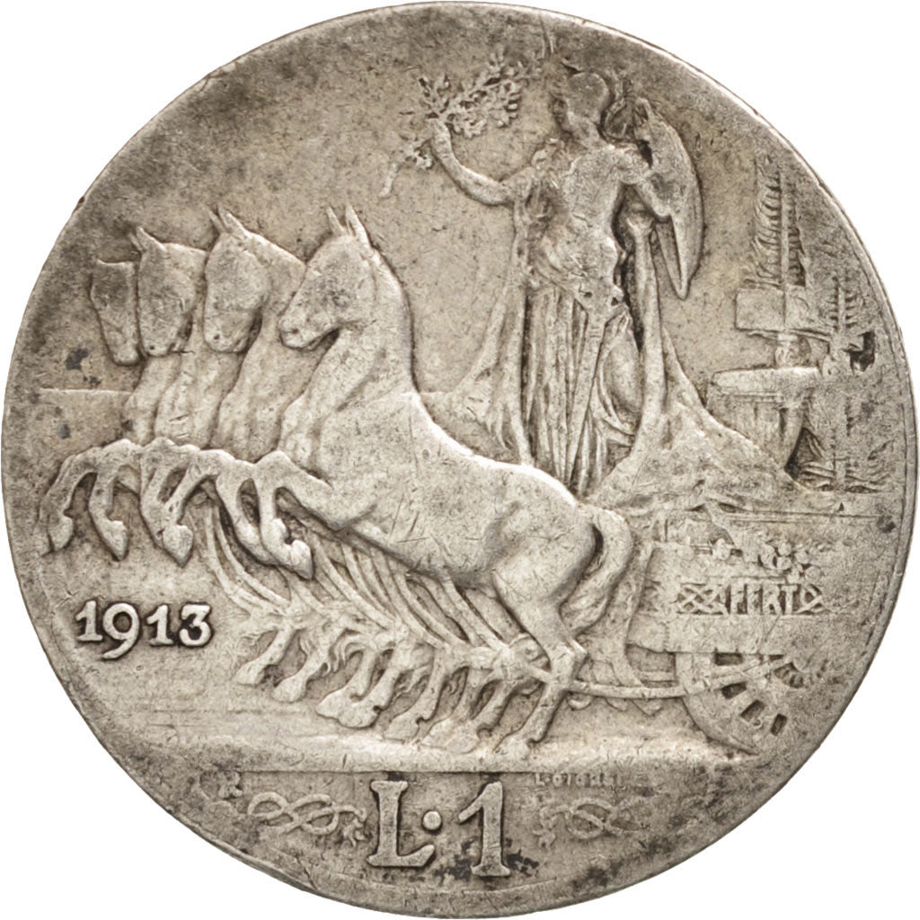 Italie, Vittorio Emanuele III, Lira, 1913, Rome, TB, Argent, KM:45
