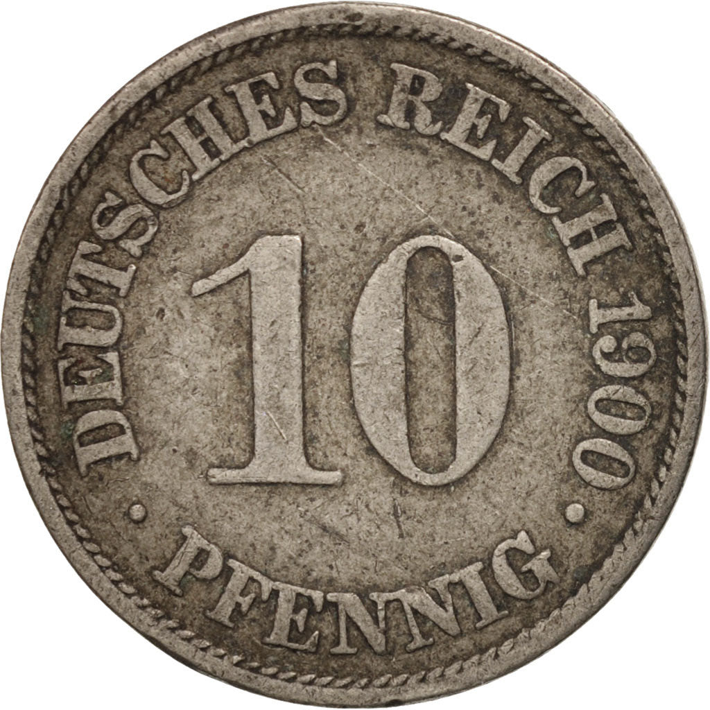 Coin, GERMANY - EMPIRE, Wilhelm II, 10 Pfennig, 1900, Berlin, VF(30-35)