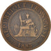 FRENCH INDO-CHINA, Cent, 1885, Paris, VF(20-25), Bronze, KM:1, Lecompte:37