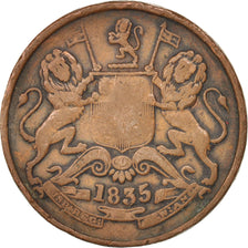 Coin, INDIA-BRITISH, 1/2 Anna, 1835, Bombay, VF(20-25), Copper, KM:447.1