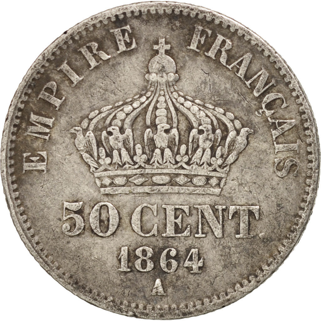 Munten, Frankrijk, Napoleon III, Napoléon III, 50 Centimes, 1864, Paris, FR+