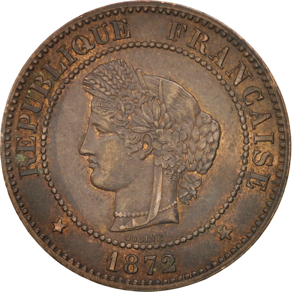Coin, France, Cérès, 5 Centimes, 1872, Paris, AU(50-53), Bronze, KM:821.1