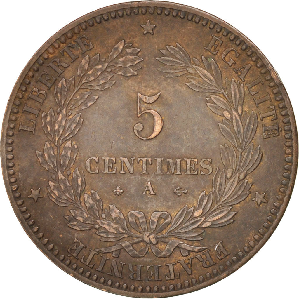 Coin, France, Cérès, 5 Centimes, 1872, Paris, AU(50-53), Bronze, KM:821.1