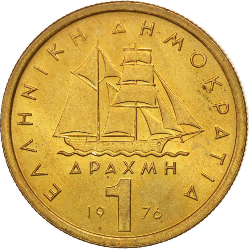 Greece, Drachma, 1976, MS(63), Nickel-brass, KM:116