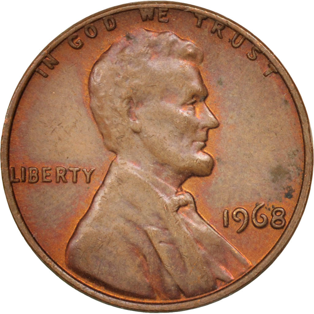 Coin, United States, Lincoln Cent, Cent, 1968, U.S. Mint, Philadelphia