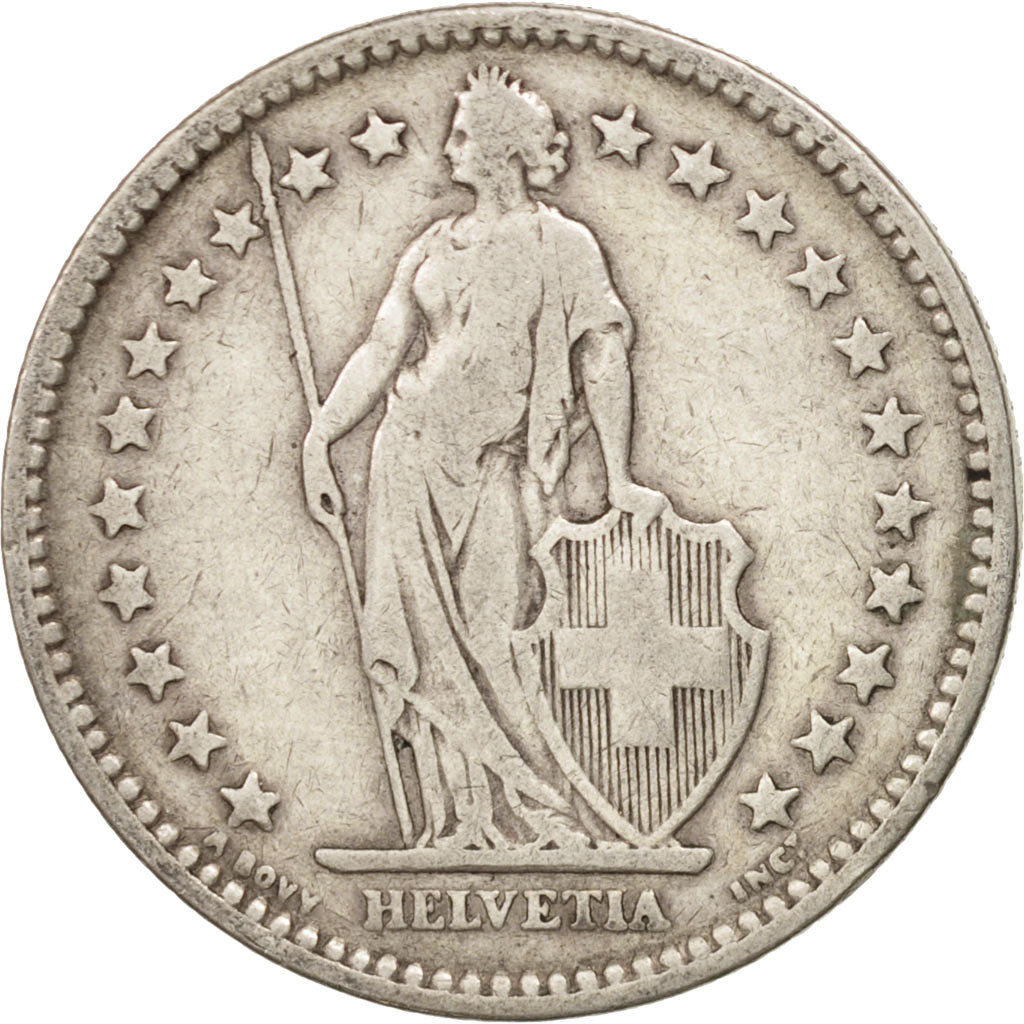 Switzerland, 2 Francs, 1886, Bern, VF(20-25), Silver, KM:21