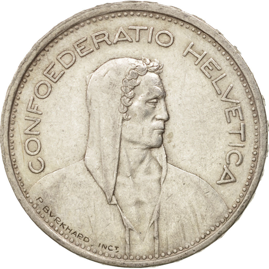Coin, Switzerland, 5 Francs, 1954, Bern, AU(50-53), Silver, KM:40