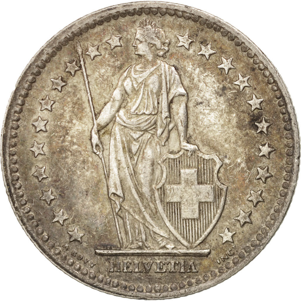 Coin, Switzerland, 2 Francs, 1944, Bern, AU(50-53), Silver, KM:21