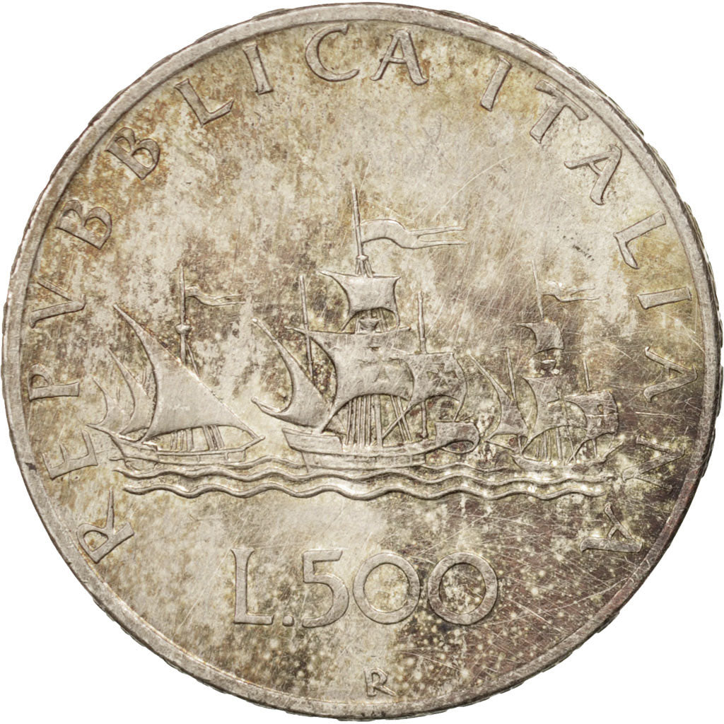 Italy, 500 Lire, 1959, Rome, AU(50-53), Silver, KM:98