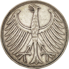 GERMANY - FEDERAL REPUBLIC, 5 Mark, 1951, Stuttgart, AU(50-53), Silver, KM:112.1