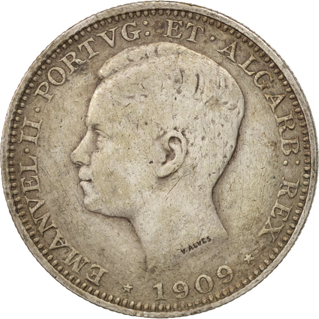 Portugal, Manuel II, 200 Reis, 1909, Paris, TB, Argent, KM:549