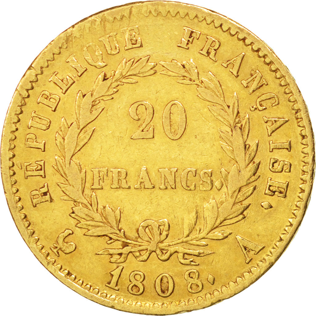 France, Napoléon I, 20 Francs, 1808, Paris, EF(40-45), Gold, KM:687.1