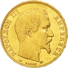 France, Napoleon III, 20 Francs, 1858, Paris, AU(50-53), Gold, KM:781.1