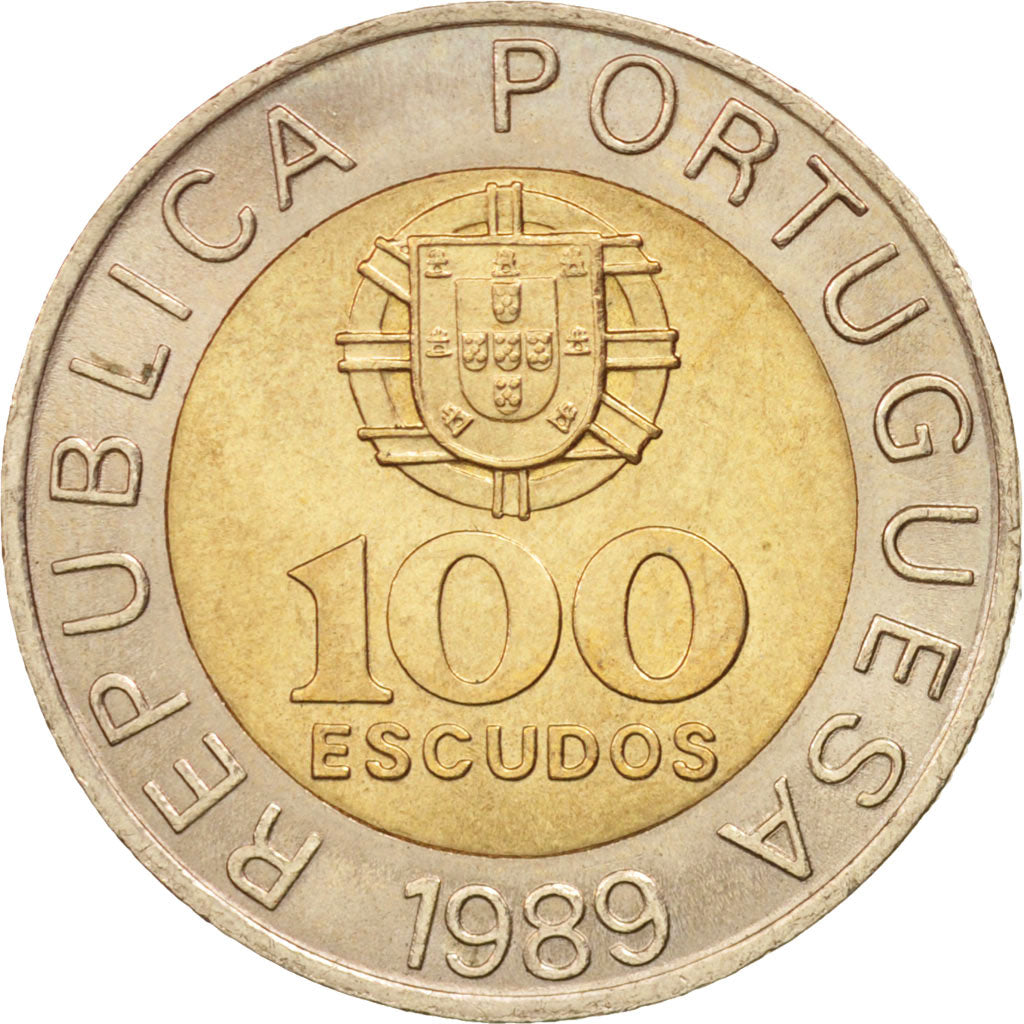 Coin, Portugal, 100 Escudos, 1989, MS(63), Bi-Metallic, KM:645.2