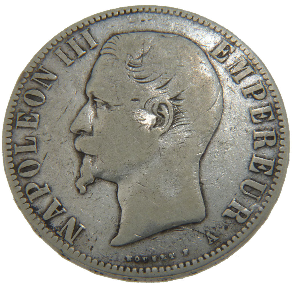 FRANCE, Napoléon III, 5 Francs, 1855, Paris, KM #782.1, VF(20-25), Silver, G...