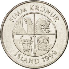 Iceland, 5 Kronur, 1999, MS(60-62), Nickel plated steel, KM:28a