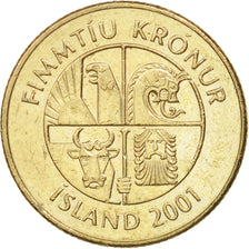 Iceland, 50 Kronur, 2001, AU(55-58), Nickel-brass, KM:31