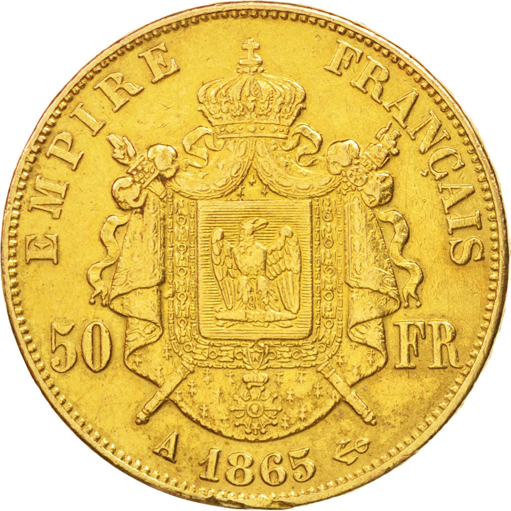 France, Napoleon III, 50 Francs, 1865, Paris, EF(40-45), Gold, KM:804.1