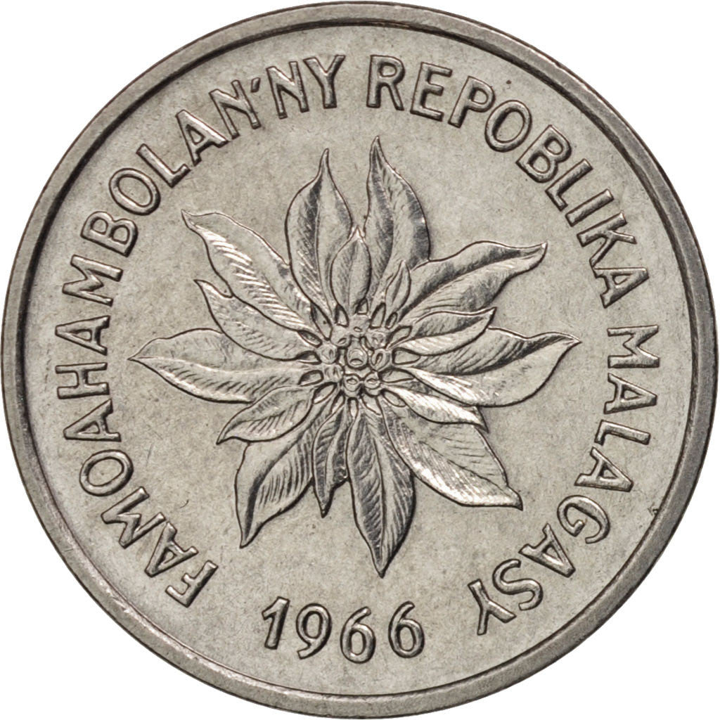 Madagascar, Franc, 1966, Paris, MS(63), Stainless Steel, KM:8