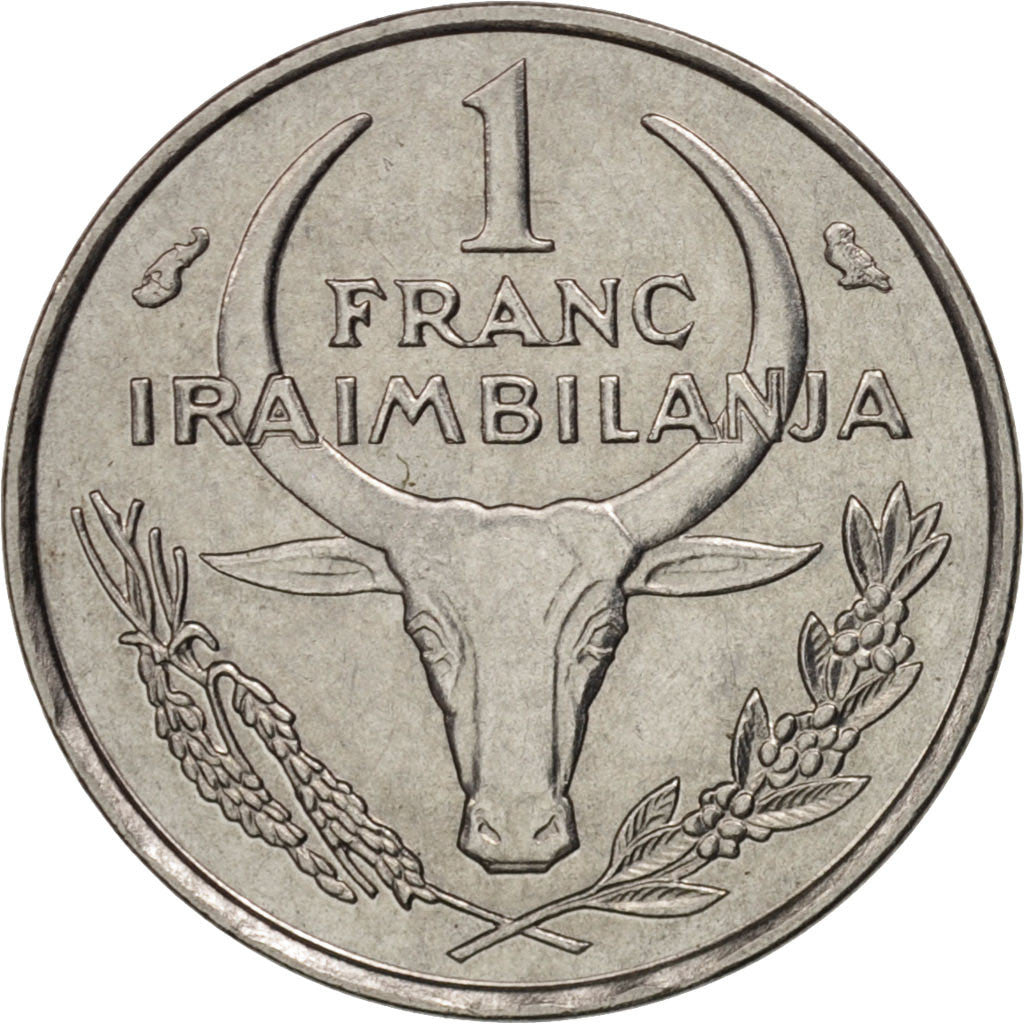 Madagascar, Franc, 1966, Paris, MS(63), Stainless Steel, KM:8