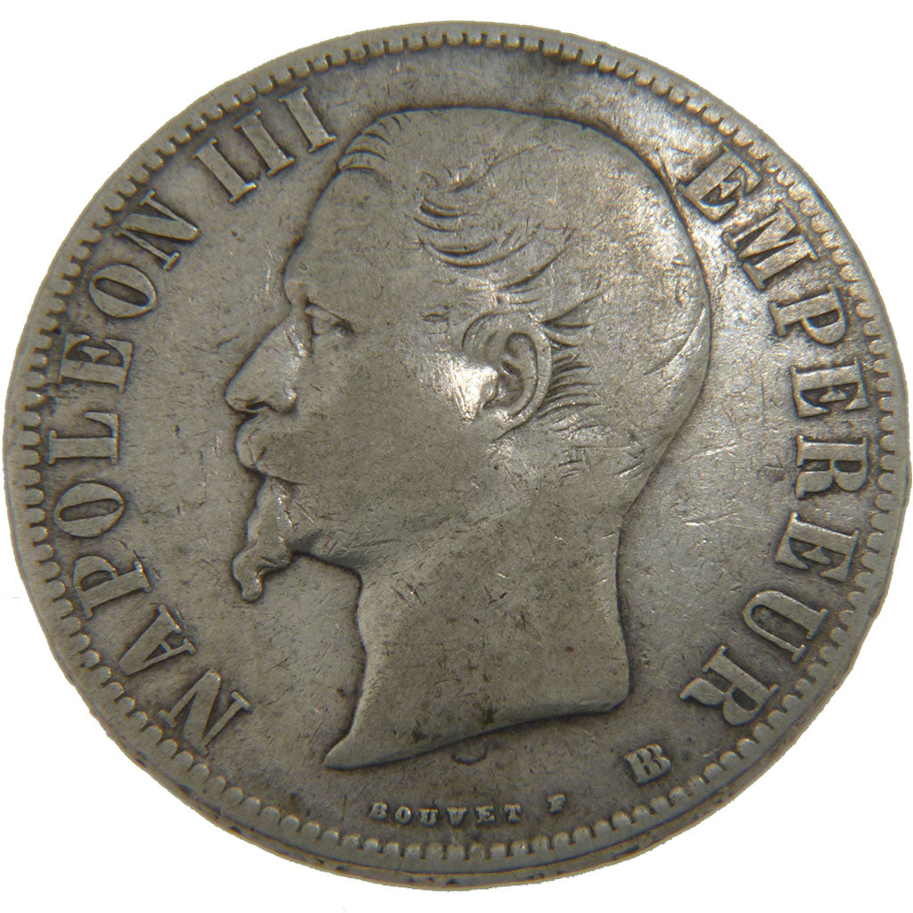 FRANCE, Napoléon III, 5 Francs, 1855, Strasbourg, KM #782.2, VF(20-25), Silver,