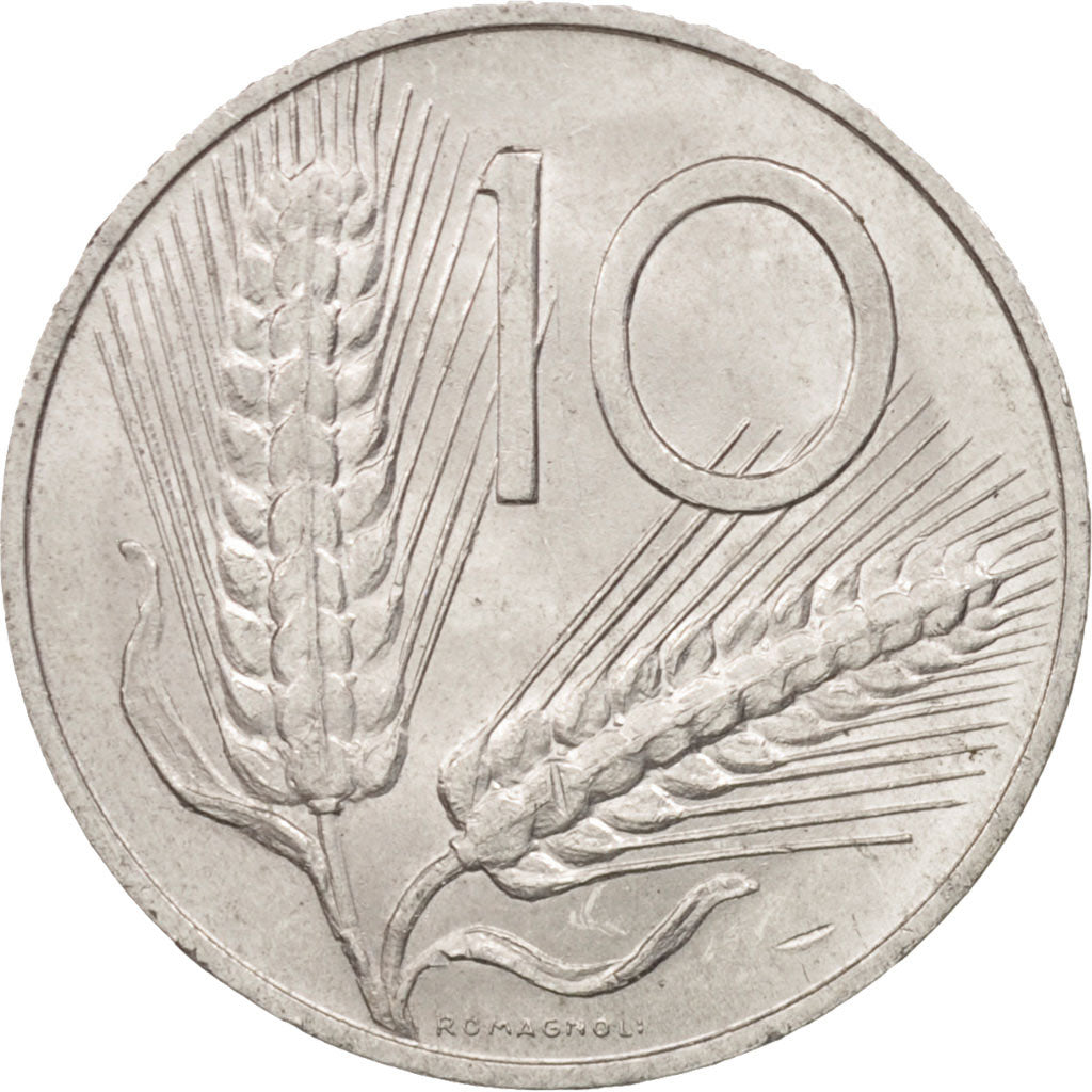 Coin, Italy, 10 Lire, 1969, Rome, AU(55-58), Aluminum, KM:93