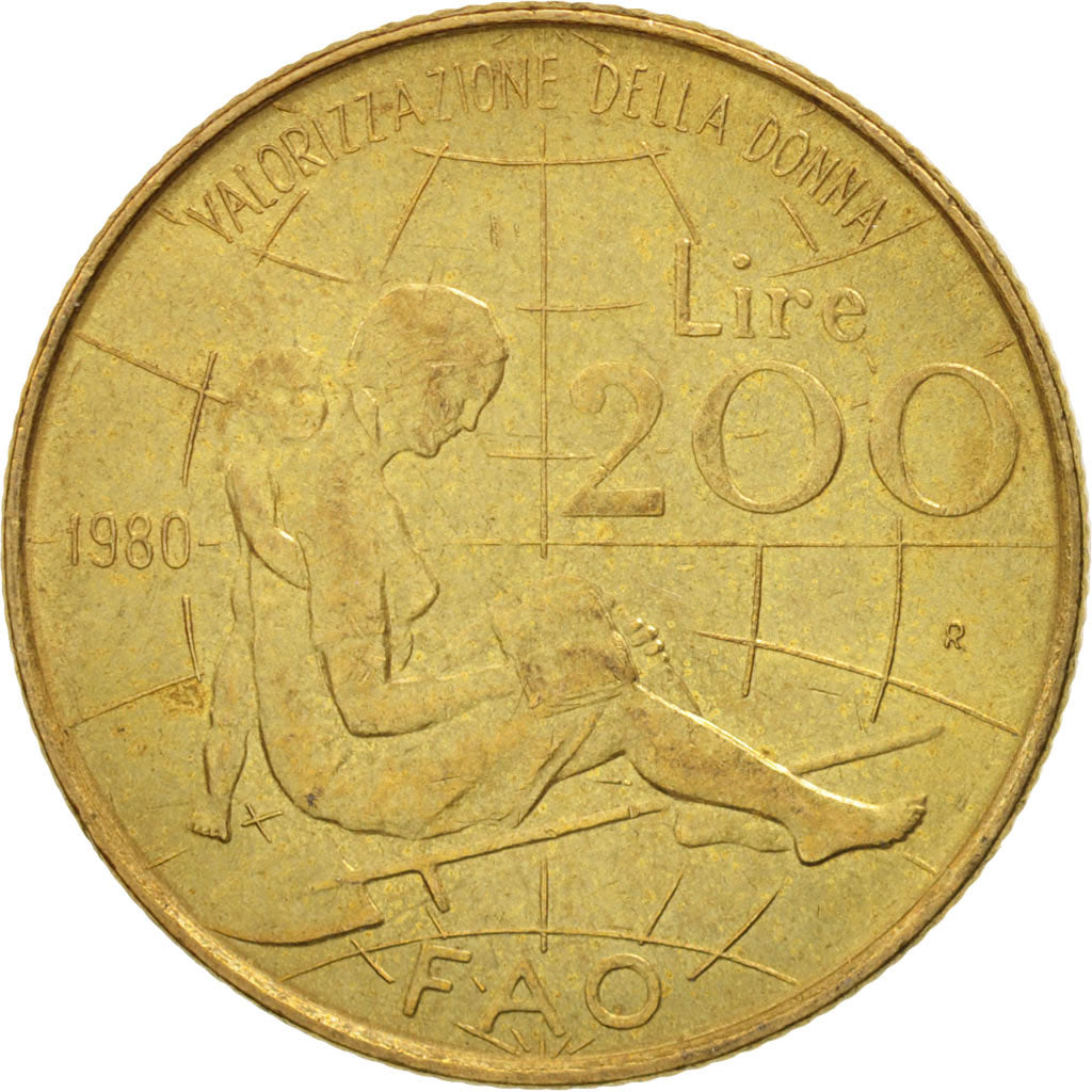 Moneta, Italia, 200 Lire, 1980, Rome, SPL-, Alluminio-bronzo, KM:107