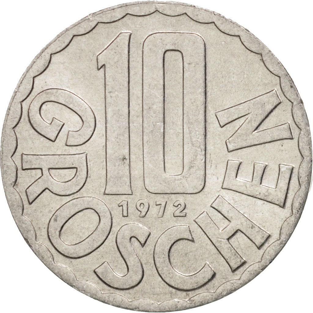 Coin, Austria, 10 Groschen, 1972, Vienna, AU(55-58), Aluminum, KM:2878
