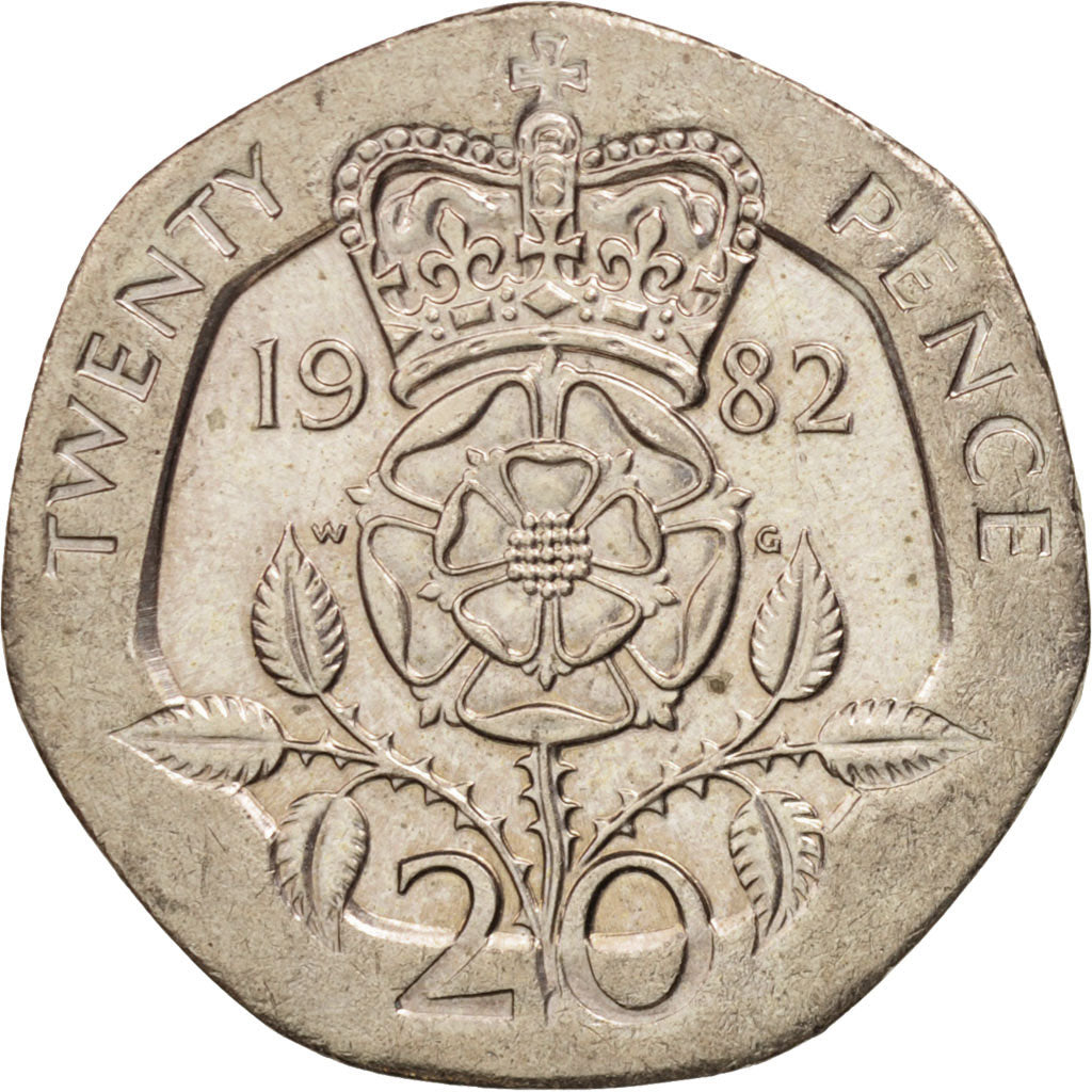 Great Britain, Elizabeth II, 20 Pence, 1982, MS(63), Copper-nickel, KM:931